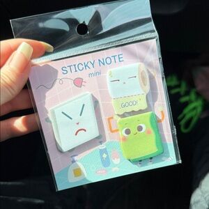 Cute Mini Sticky Note Set — Green, White, Light Pink
